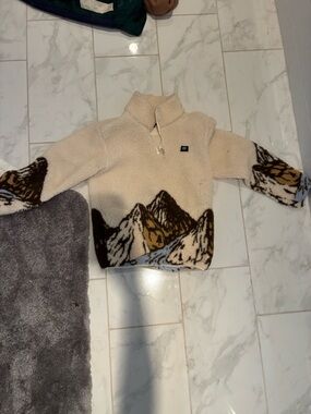 Vans Men Cream Sherpa Sweater with Brown Pattern
